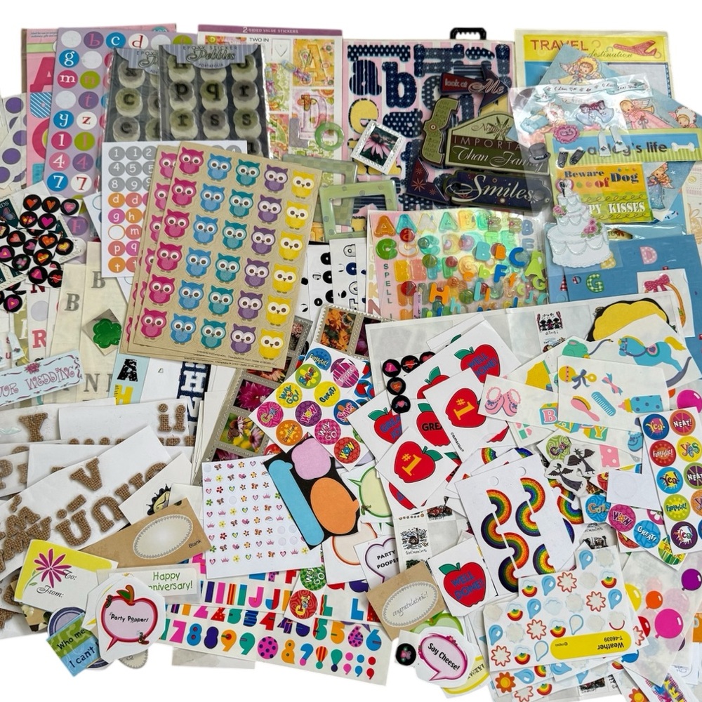 1000 Stickers. Various Fun and Decorative Designs. Scrapbooking Supplies.